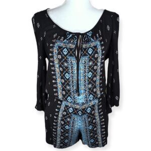 ECI BLUE, WHITE & BLACK COLD SHOULDER ROMPER SZ.M EUC